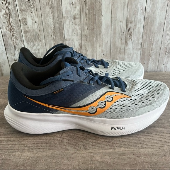 Saucony Mens Ride 16 Blue and Gray Running Shoes 11W - Picture 1 of 5
